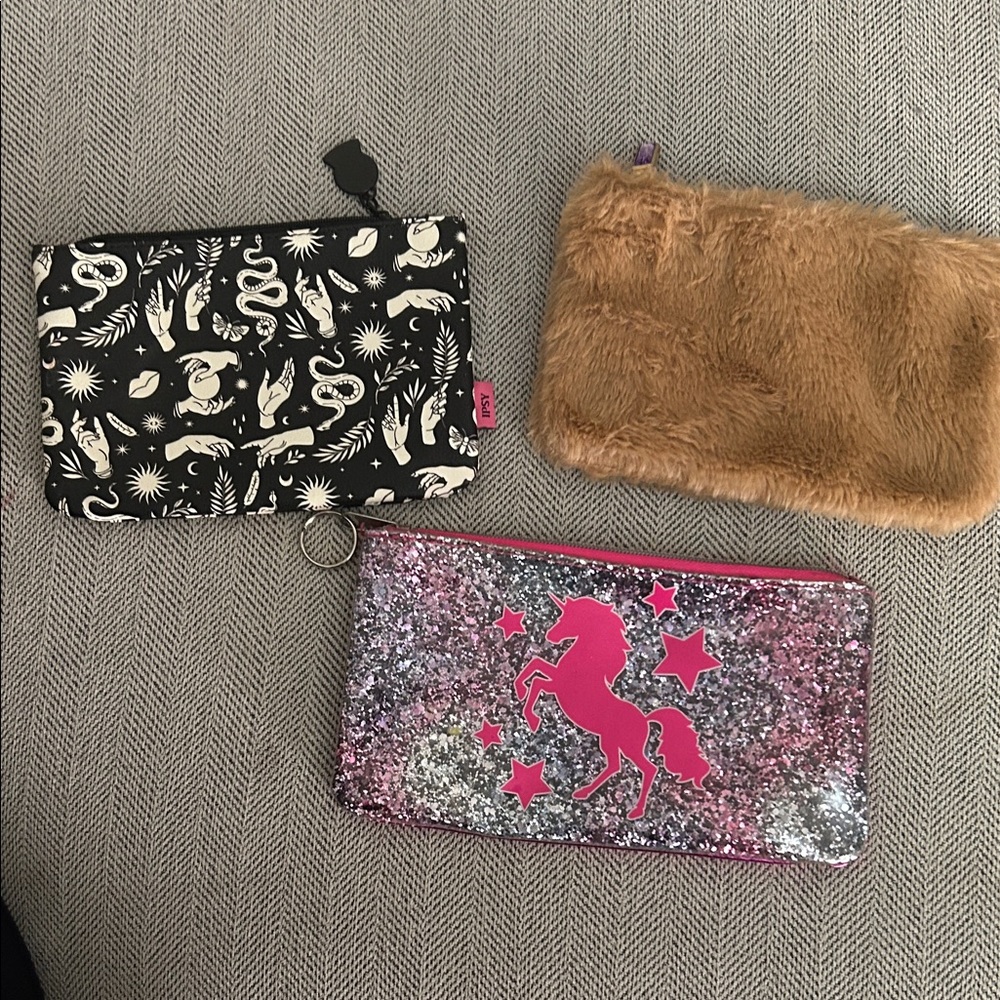 ipsy Pink Glitter Unicorn Bag